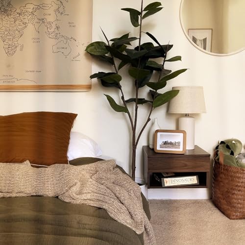 Nathan James Jackson Wall Mounted Floating Bedroom Nightstand with Storage Drawer and Modern Open Shelf Cubby, Dark Brown Walnut - Image 6