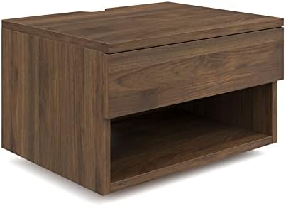 Nathan James Jackson Wall Mounted Floating Bedroom Nightstand with Storage Drawer and Modern Open Shelf Cubby, Dark Brown Walnut - Image 8
