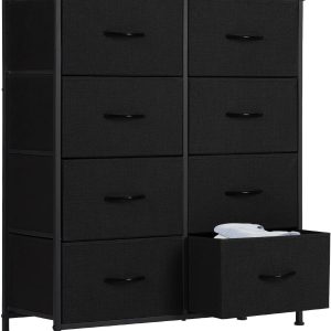 Sweetcrispy Dresser, Dresser for Bedroom Drawer Organizer Storage Drawers, Fabric Storage Tower with 8 Drawers, Chest of Drawers with Steel Frame, Wood Top for Nursery, Living Room, Closet
